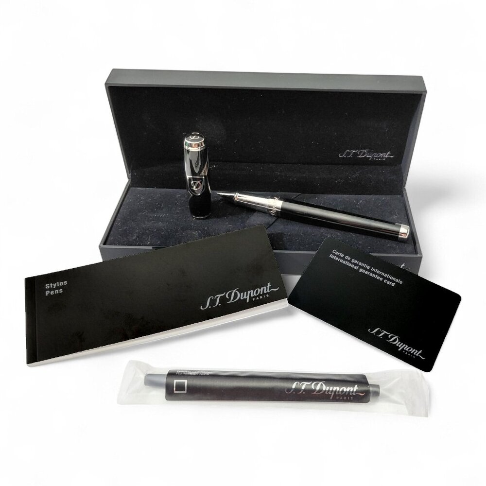 S.T. Dupont Line D Black & Palladium Rollerball Pen 412608 NIB